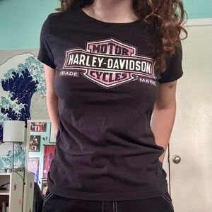 Harley-Davidson Black and Pink Logo Tee